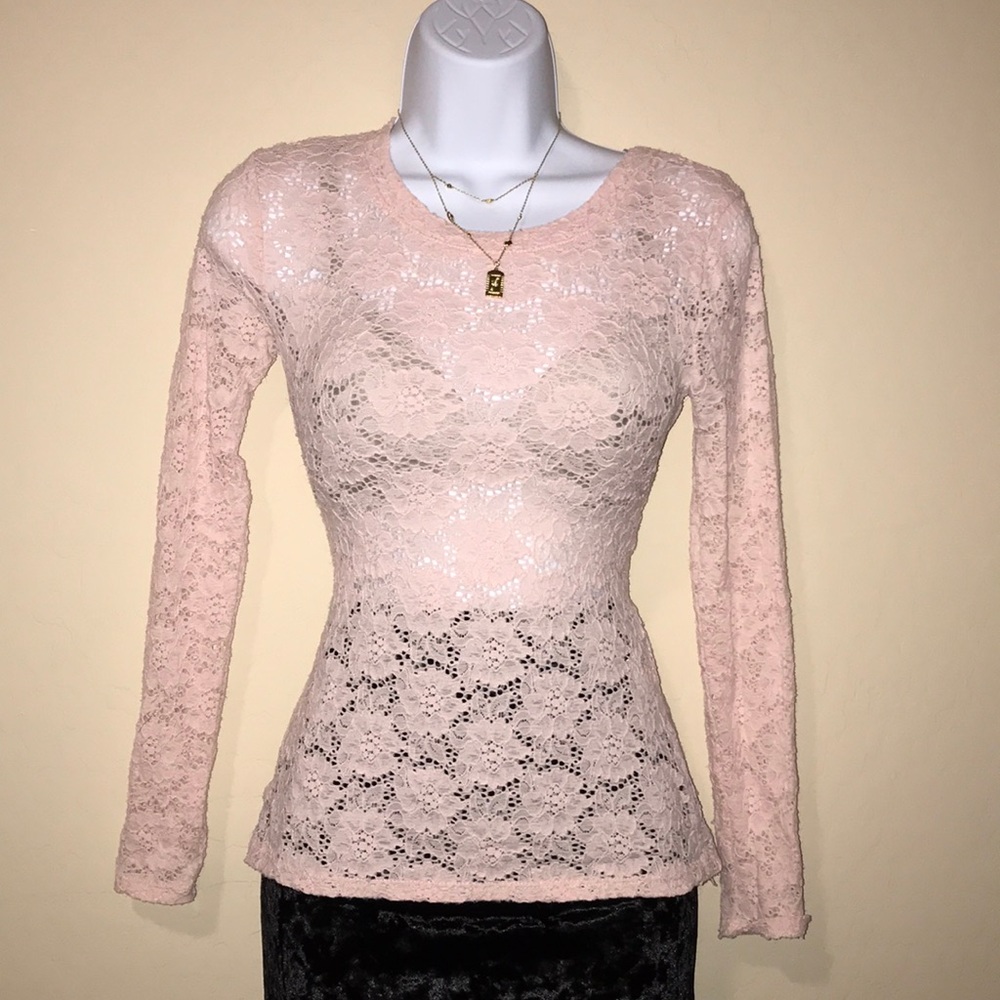 Sheer Floral Pink Long Sleeve